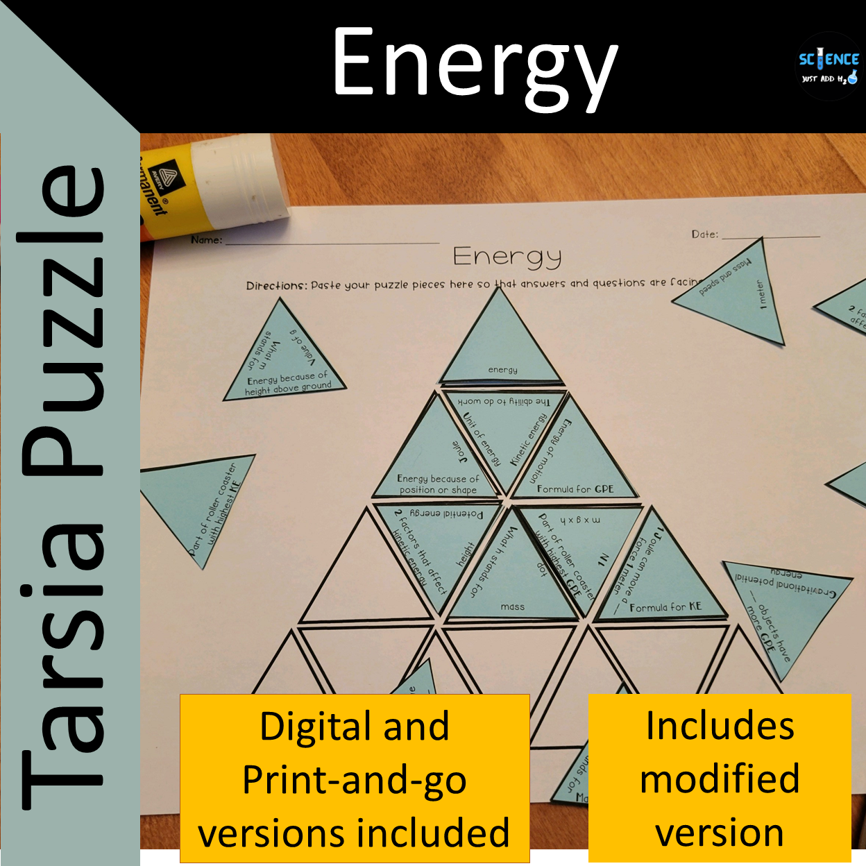 Energy Tarsia Puzzle In Digital And Printable Format With 2 Levels