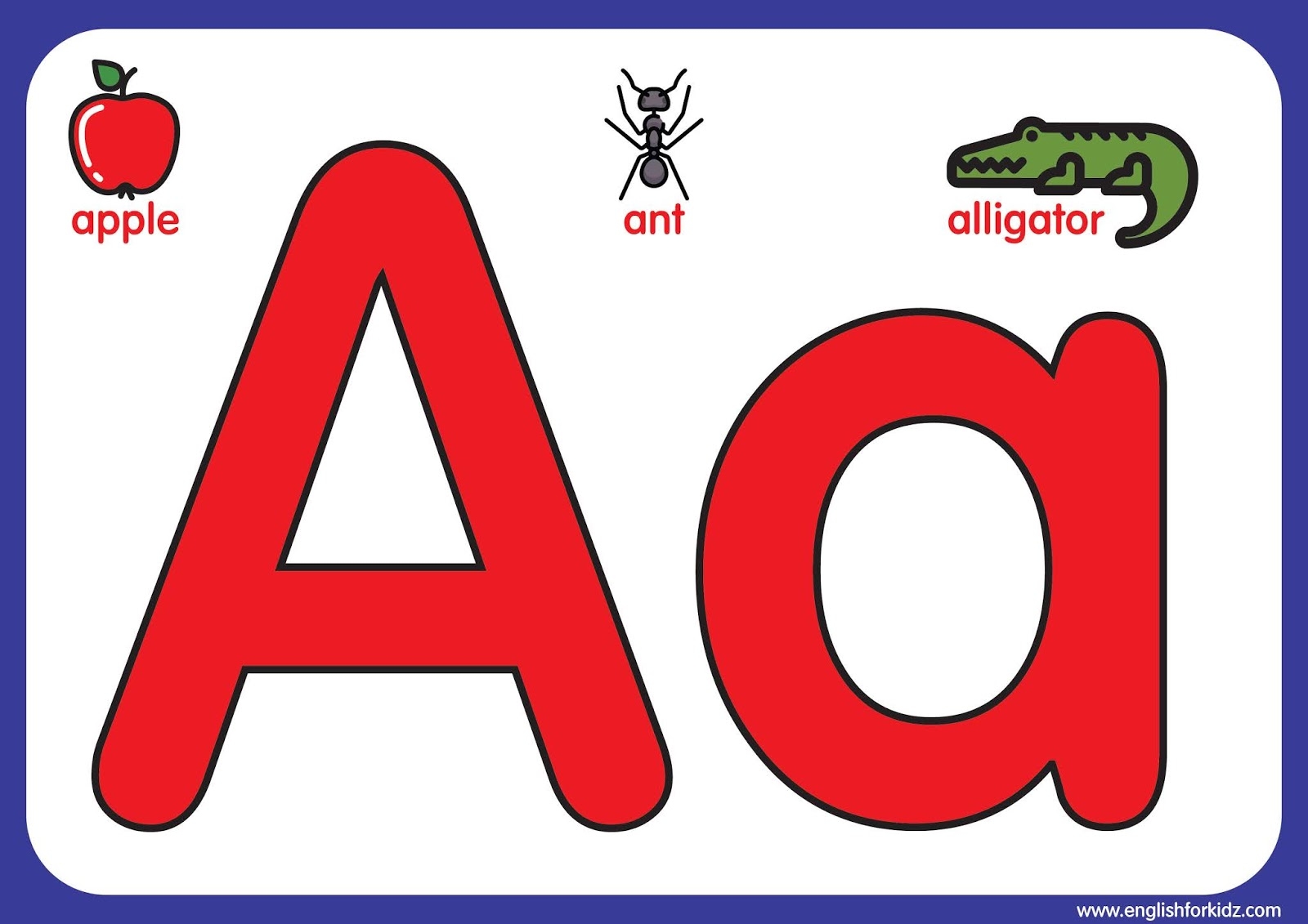 English For Kids Step By Step Big Printable Alphabet Letters A To E 