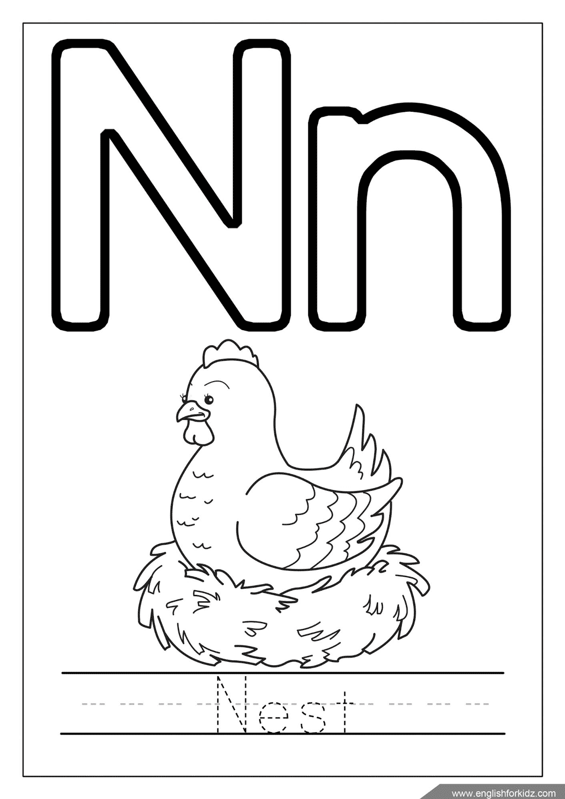 English For Kids Step By Step Letter N Worksheets Flash Cards 