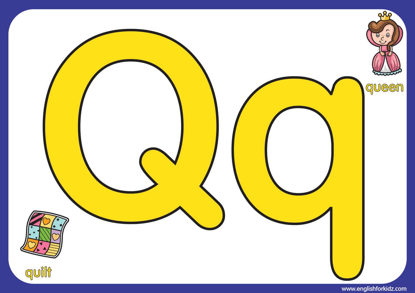 English For Kids Step By Step Letter Q Worksheets Flash Cards Coloring Pages