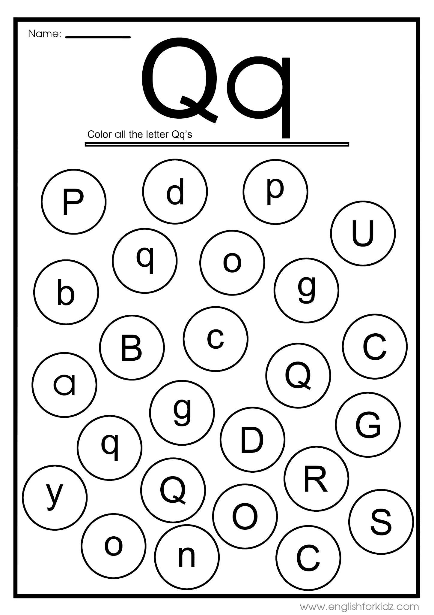 English For Kids Step By Step Letter Q Worksheets Flash Cards 
