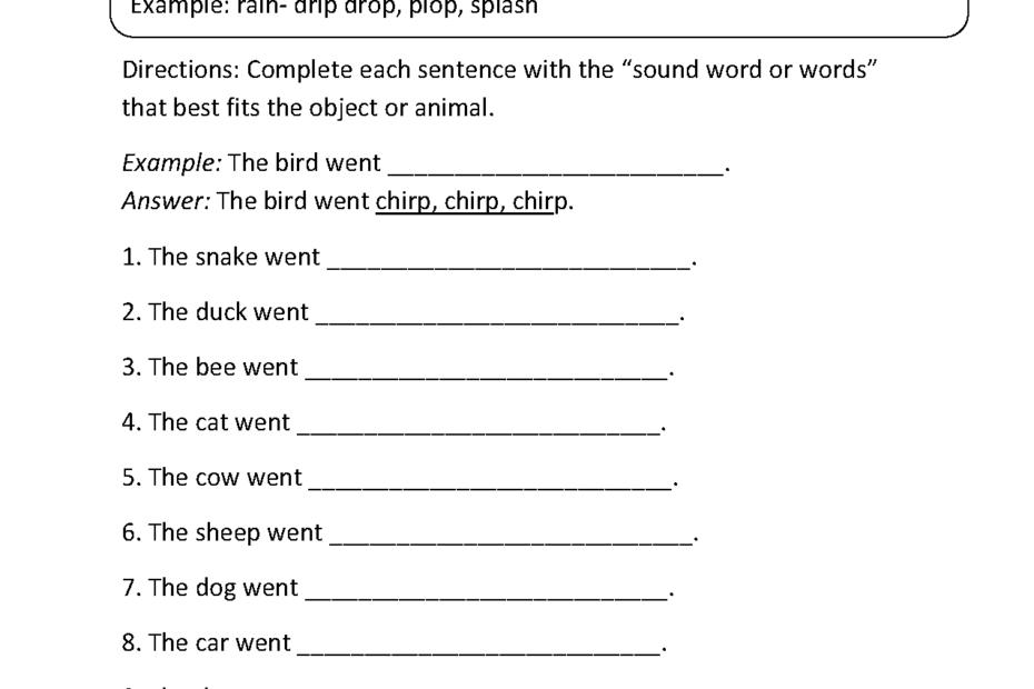 Englishlinx Onomatopoeia Worksheets