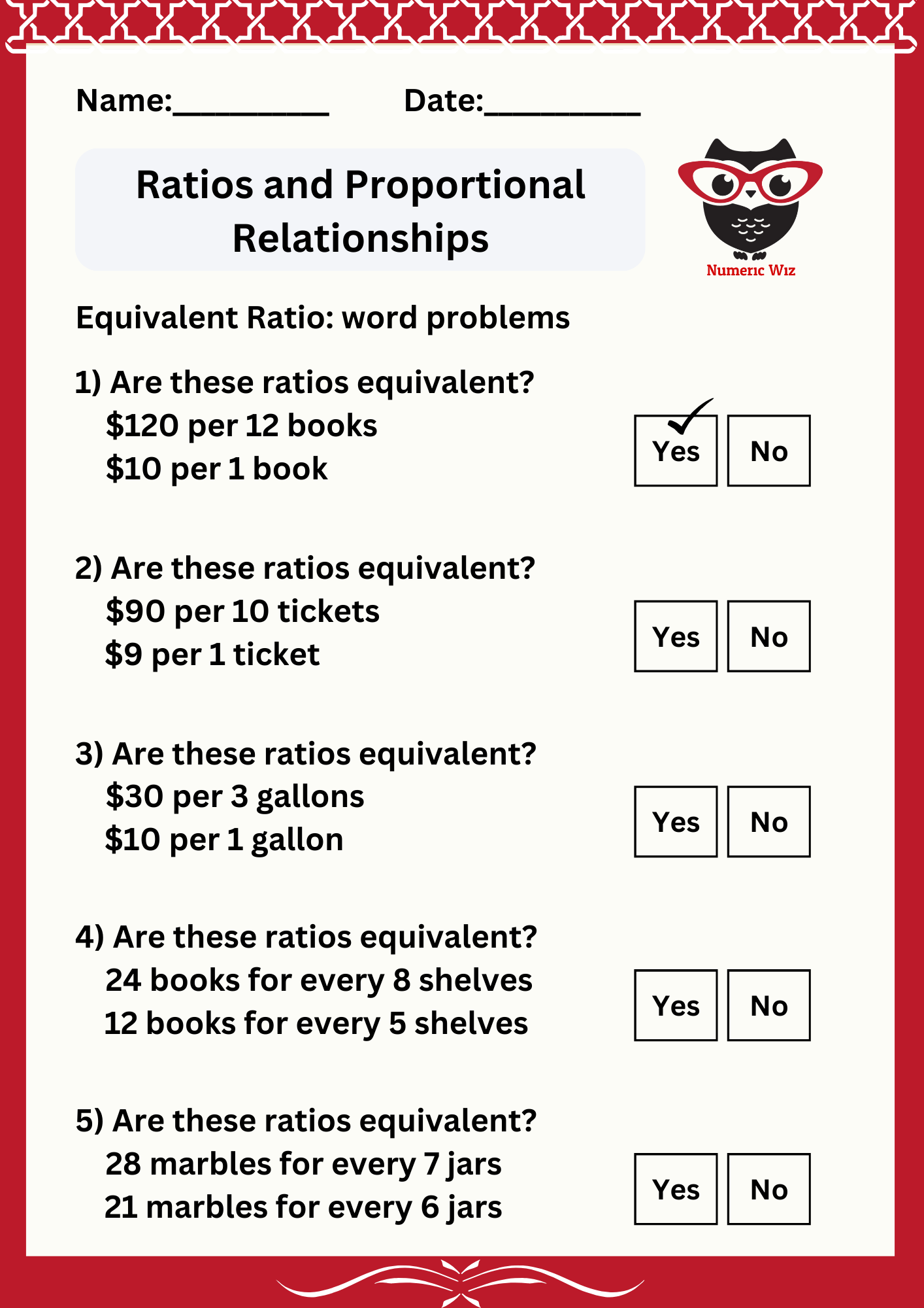 Equivalent Ratio Word Problems Numericwiz