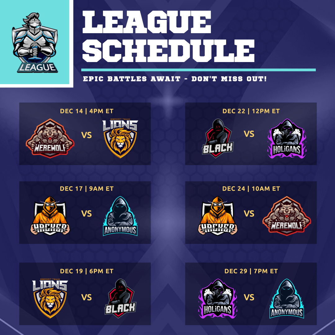 game schedule template