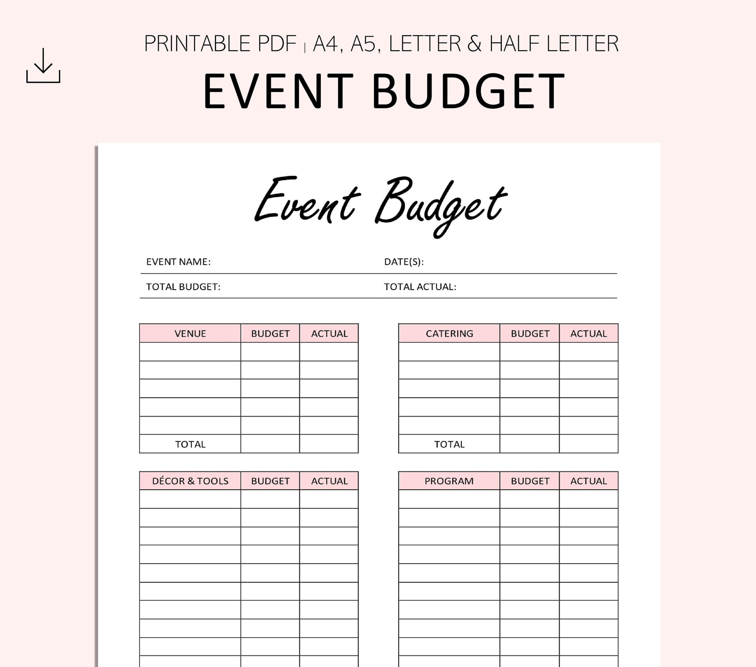 event planning budget template