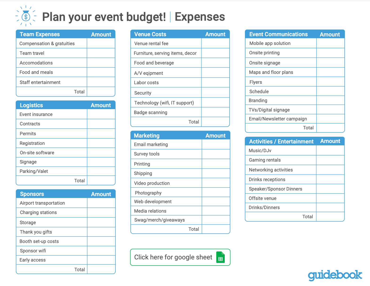 event budget templates