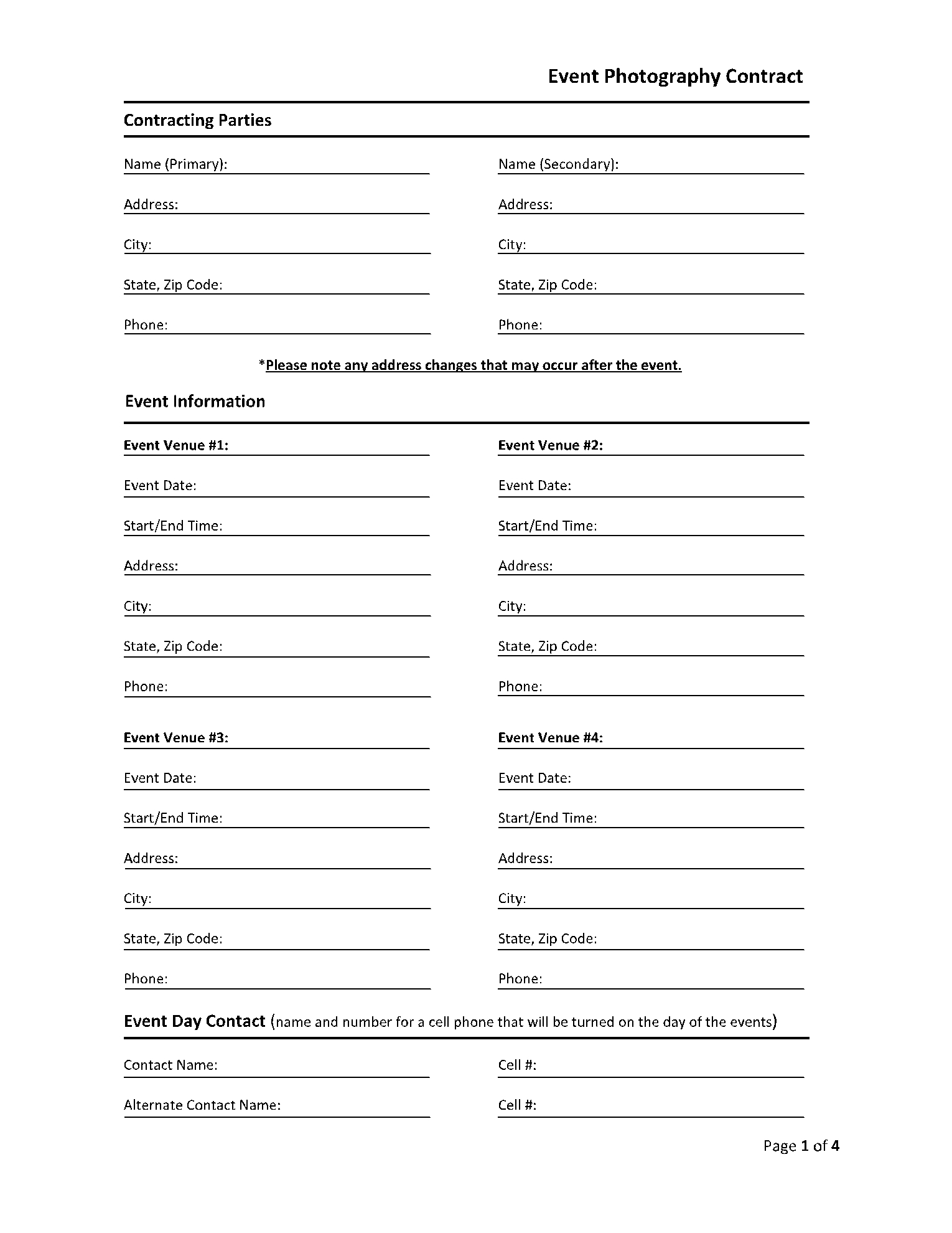 event photography contract template