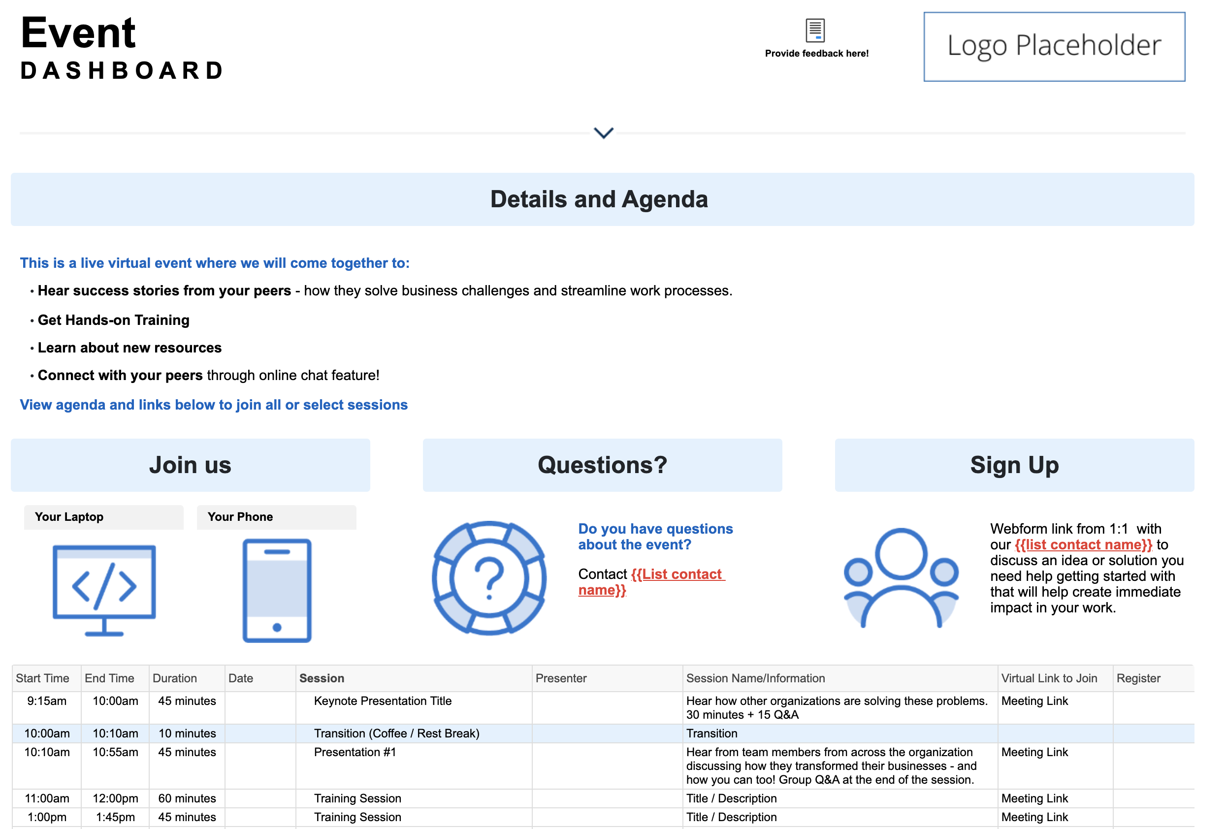virtual event plan template