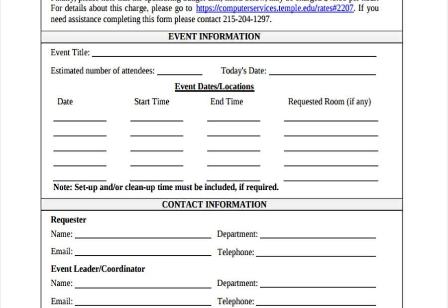 Event Request Form Template Word Business Plan Templates