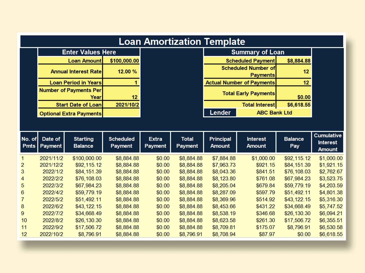 EXCEL Of Useful Loan Amortization Schedule xlsx WPS Free Templates