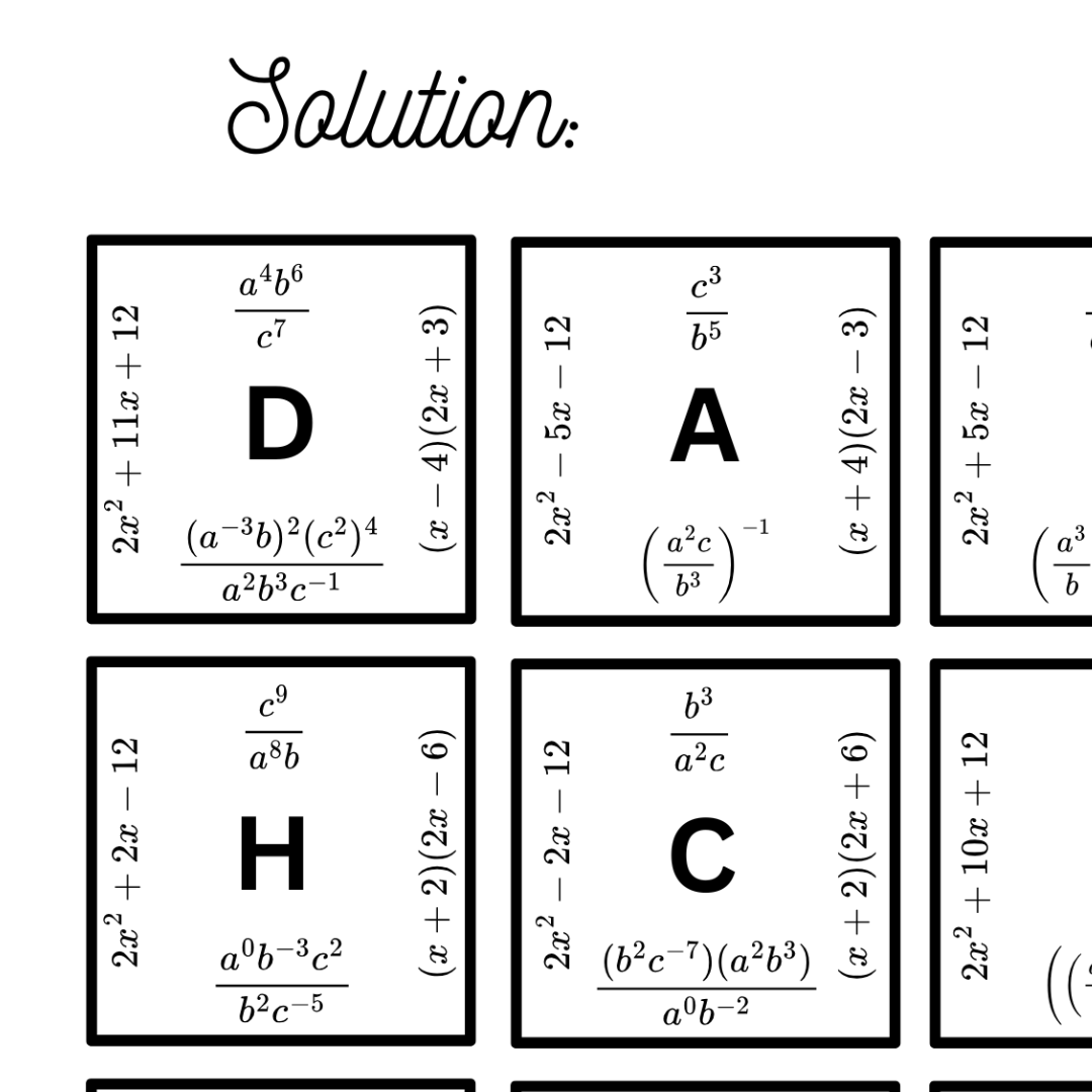 Exponents And Polynomials Tarsia Puzzle Multiplying And Factoring Review Printable Rules Of Exponents Worksheet Math Algebra Activity Classful