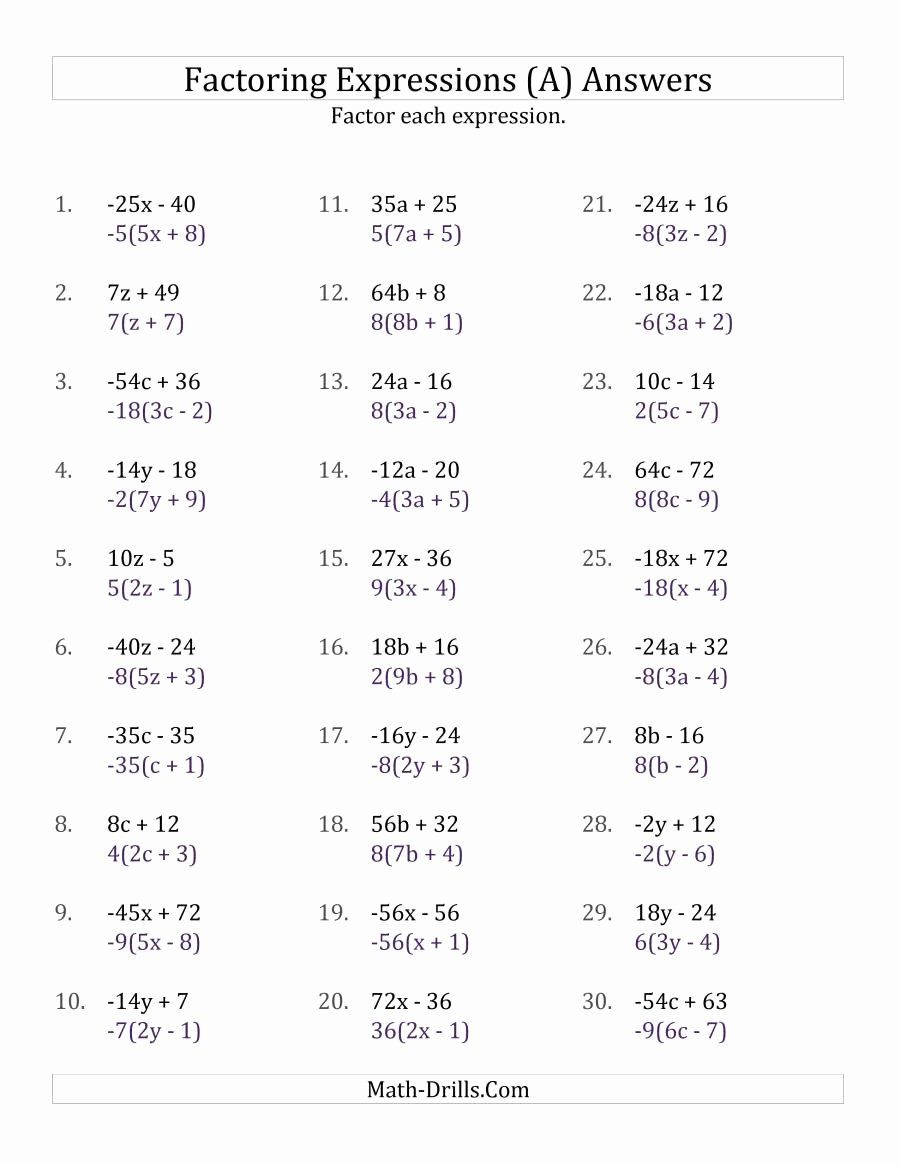 Factoring Linear Expressions Worksheet Fresh Simplifying Linear Worksheets Library