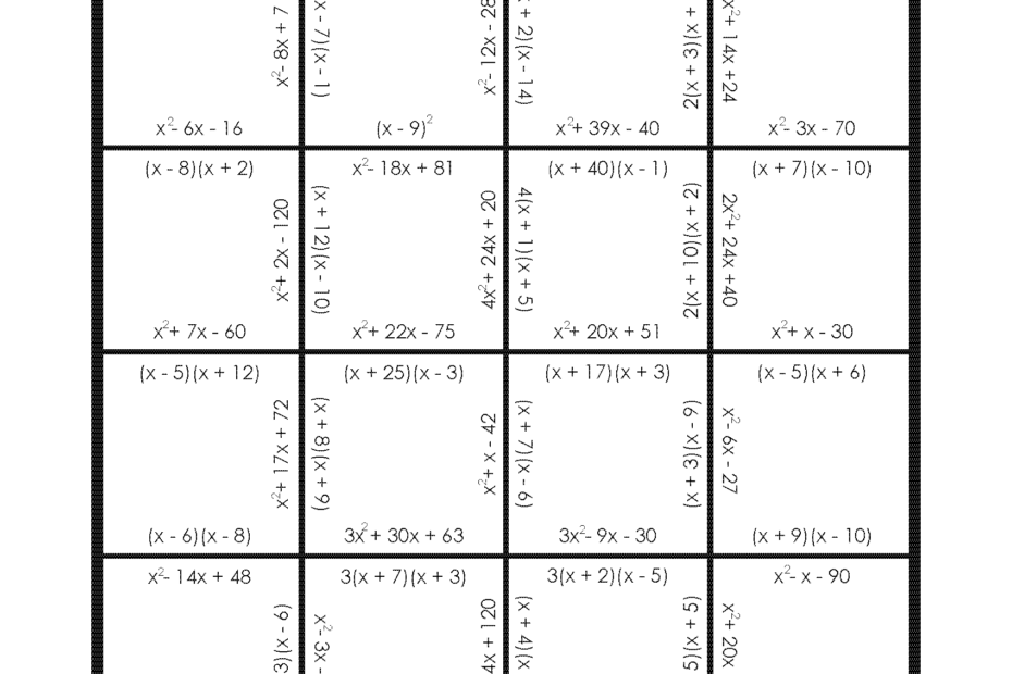 Factoring Puzzle Practice Version Mrmillermath Worksheets Library