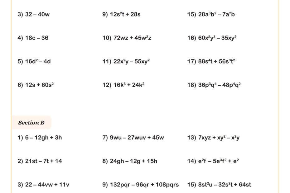 Factoring Using GCF Worksheet PDF Printable Algebra Worksheet Worksheets Library