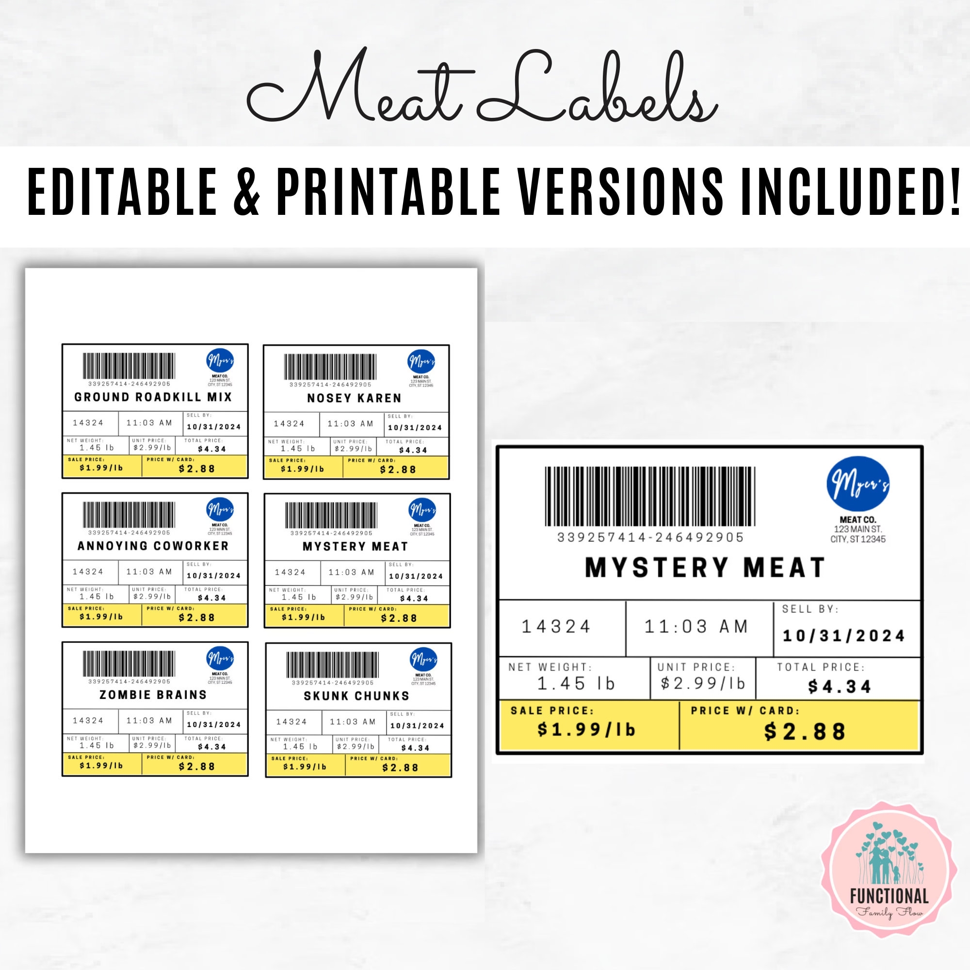 free printable meat label template
