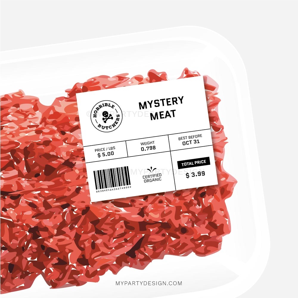 Fake Meat Labels For Halloween Printable PDF My Party Design