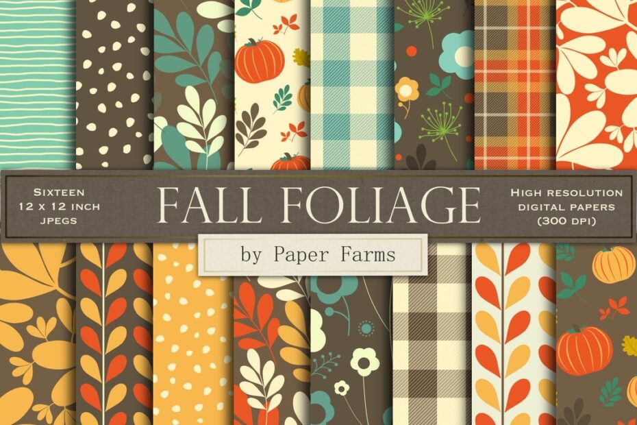 Fall Digital Paper Fall Scrapbook Paper Thanksgiving Autumn