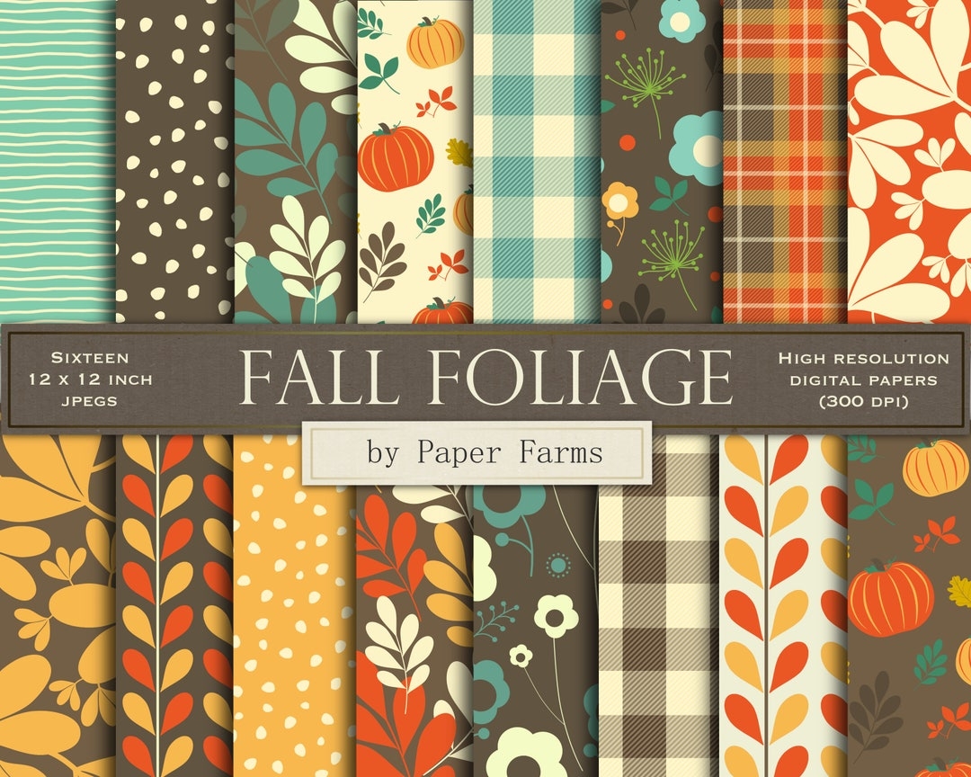 Fall Digital Paper Fall Scrapbook Paper Thanksgiving Autumn 