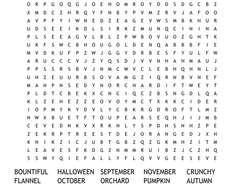 FALL Word Search WordMint