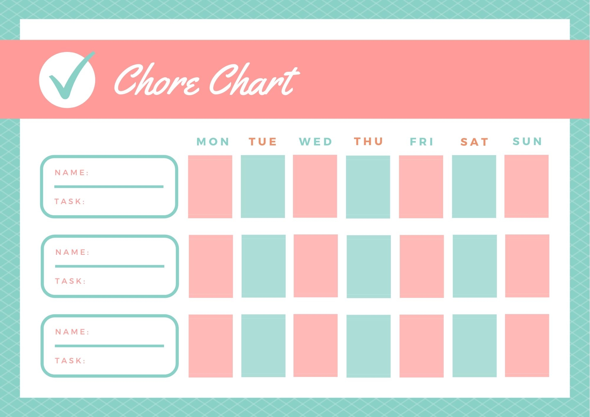 free printable family chore chart