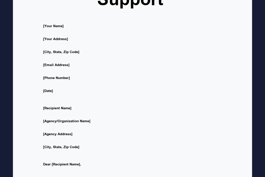 Family Member Template Food Stamp Letter Of Support