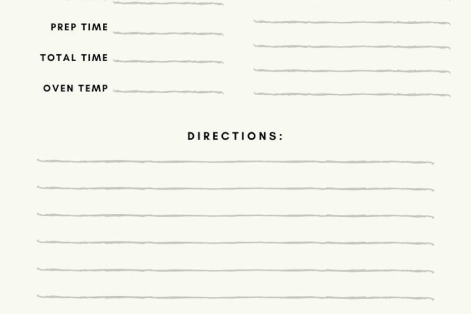 Family Recipe Template Printable Recipe Template Recipe Page Digital Recipe Book Template Cookbook Template pdf for Handwriting Recipes Etsy