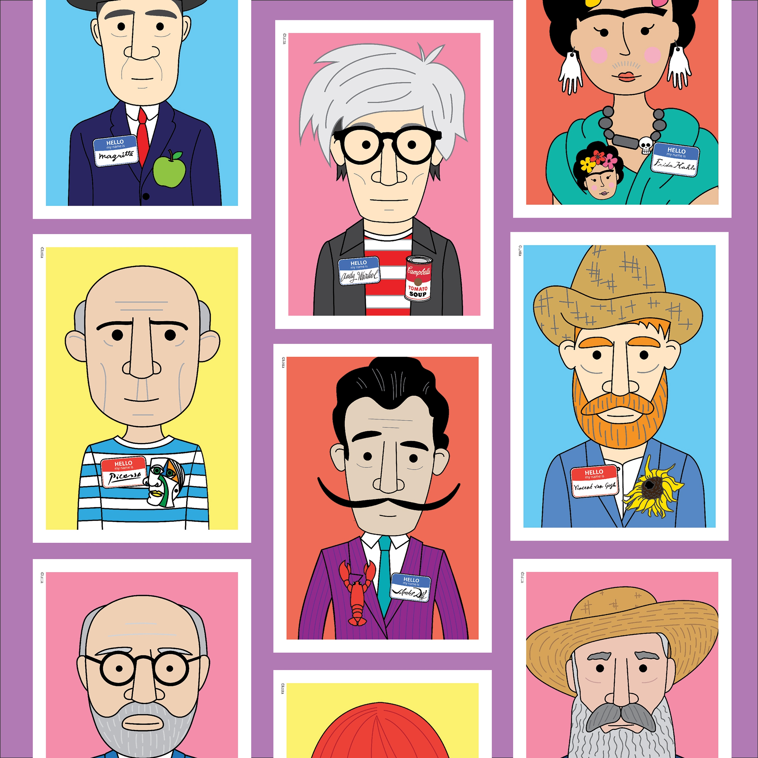 Famous Artist Name Tag Posters 10 Artists 