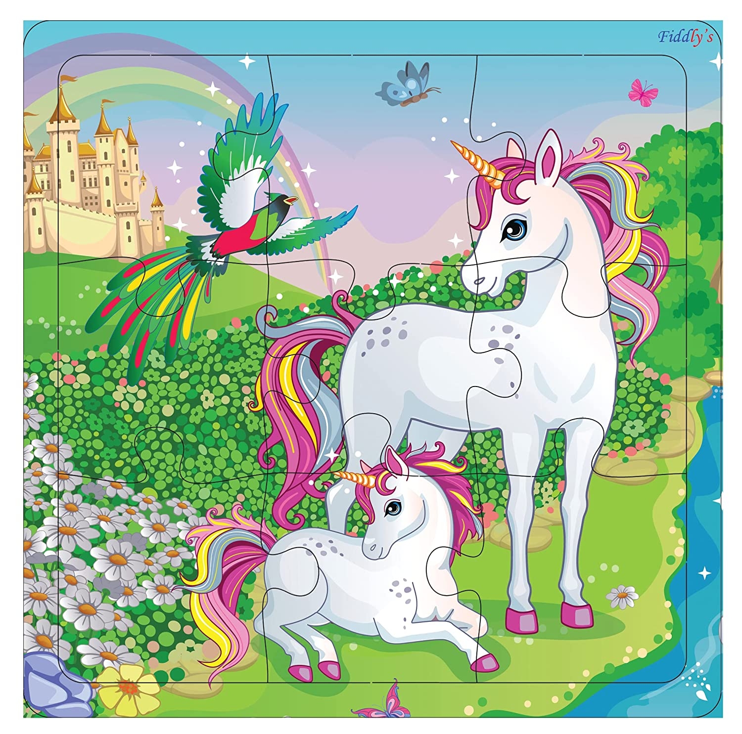 Fiddly s Wood Jigsaw Puzzles For Kids U0026 Children 9 Pieces Age 3 Unicorn U0026 Princess Pack Of 4 