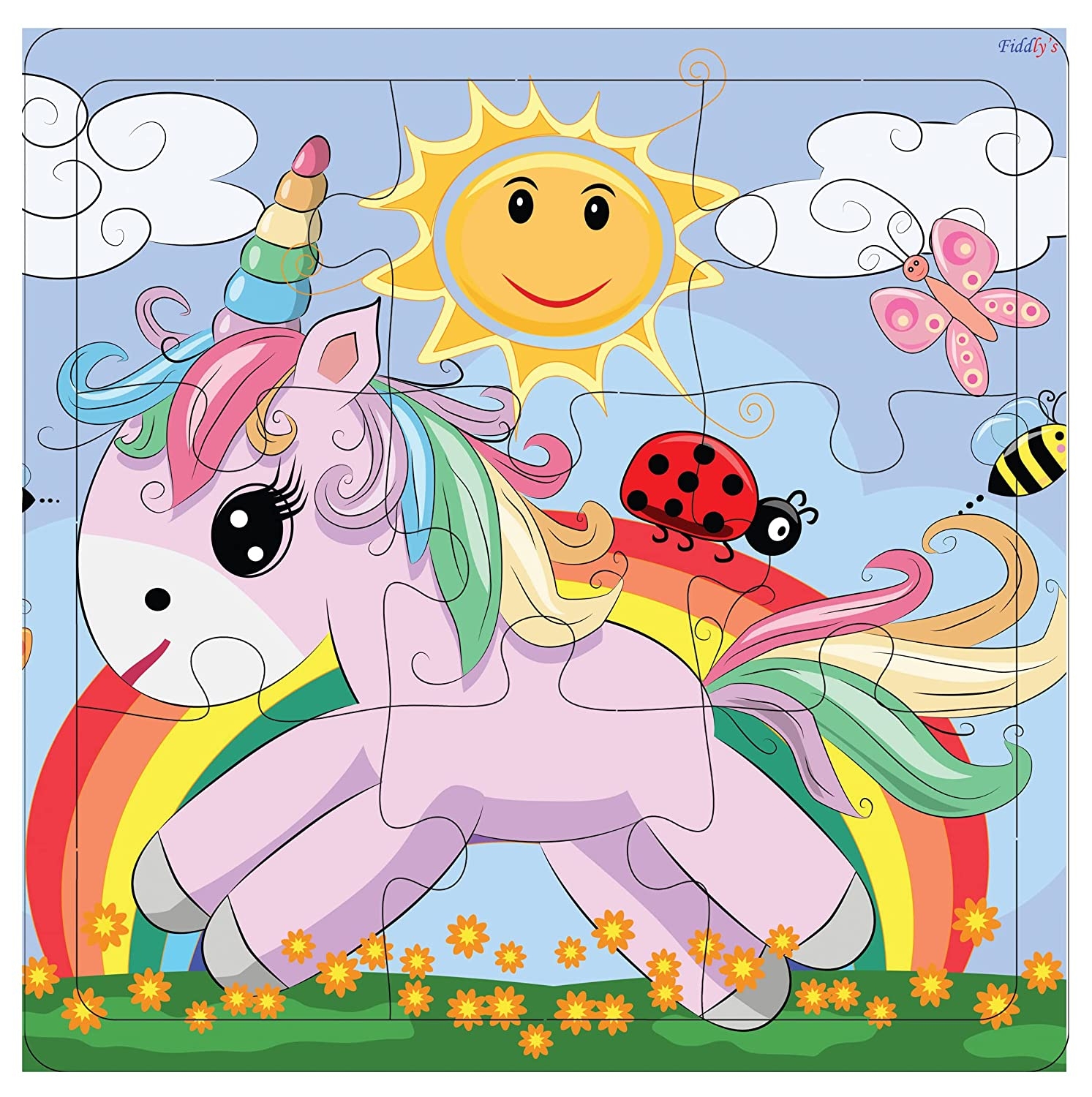 Fiddly s Wood Jigsaw Puzzles For Kids U0026 Children 9 Pieces Age 3 Unicorn U0026 Princess Pack Of 4 