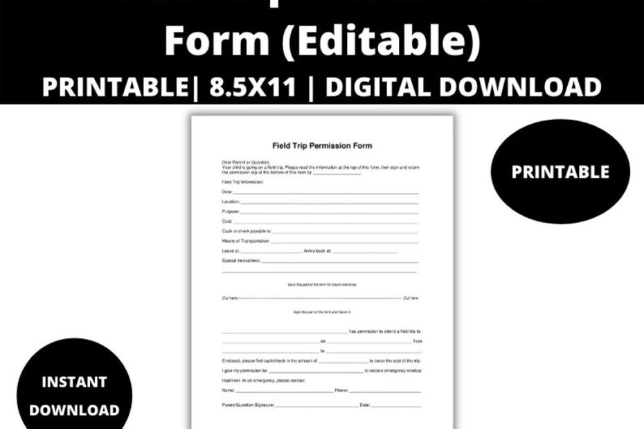 Field Trip Permission Form Field Trip Permission Slip Field Trip Form Field Trip Slip Etsy