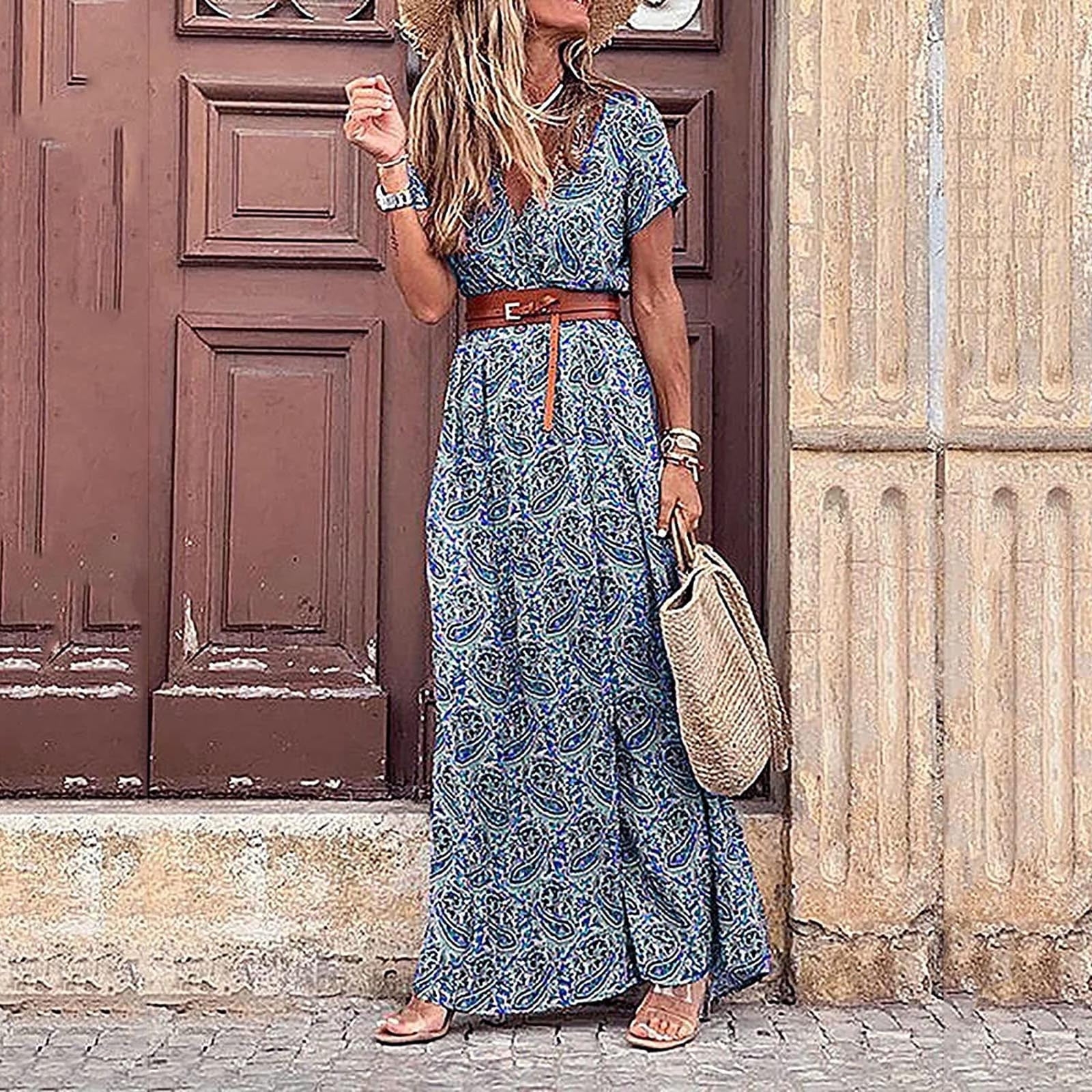 Finelylove Casual Summer Dresses Pastel Color Dress For Women A 
