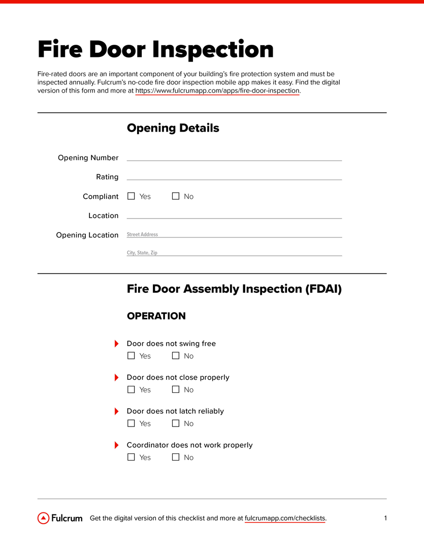 Fire Door Inspection Checklist Fulcrum