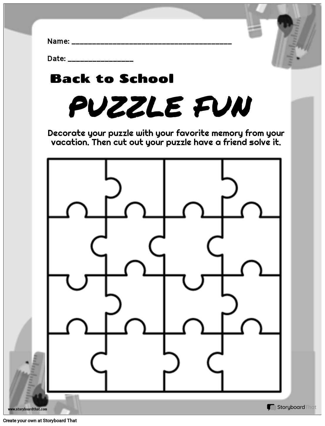 First Day Of School Jigsaw Puzzle Free And Printable