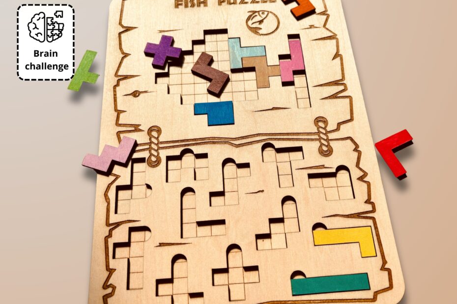 Fish Tetris Puzzle Template Digital Download For Laser Cutters