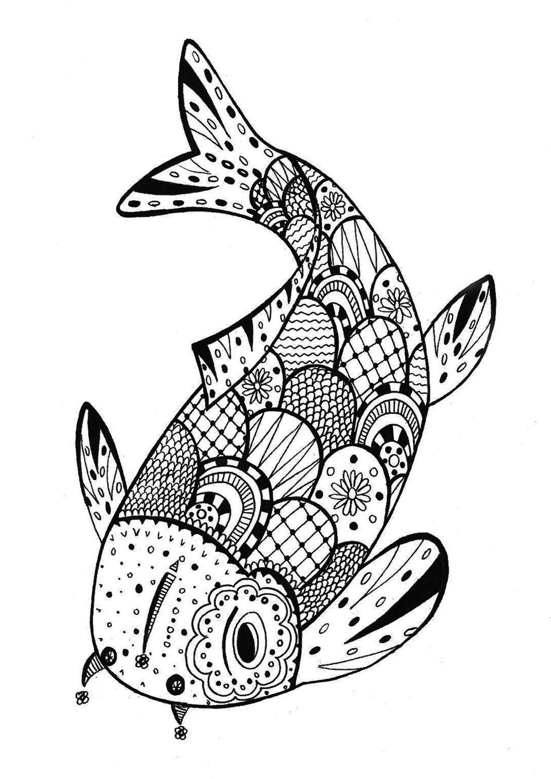 Fish Zentangle Rachel Zentangle Coloring Pages For Adults