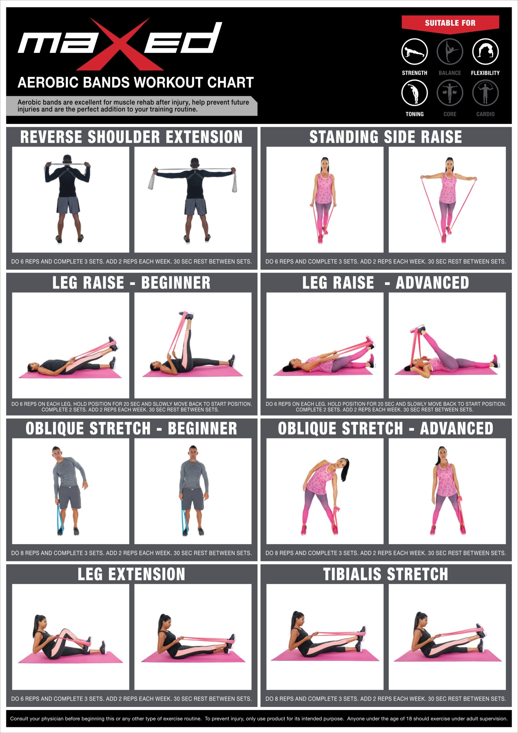 Fitness Band Workout Pdf Resistance Band Poster Exercise Workout 