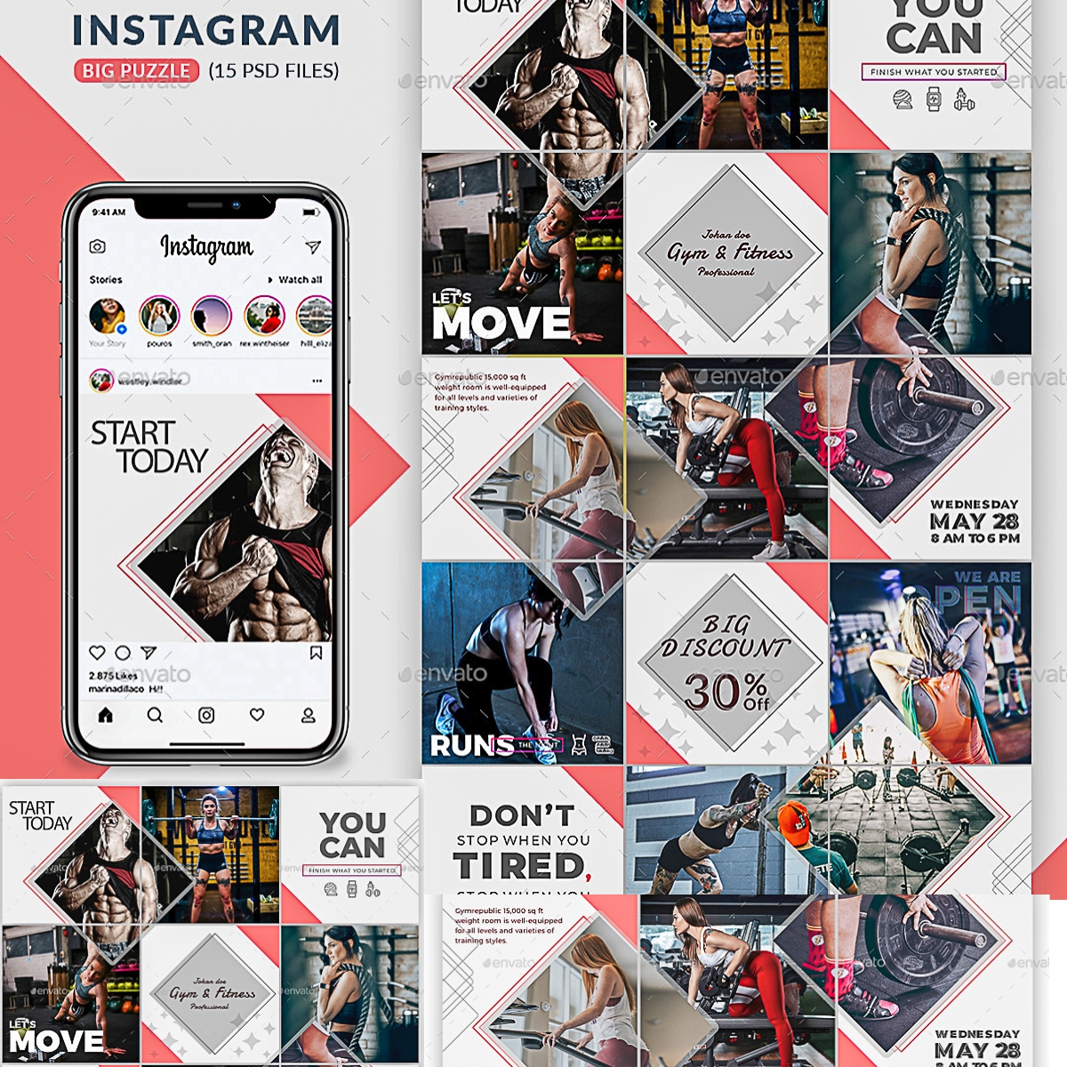 Fitness Gym Intsagram Puzzle Templates Free Download