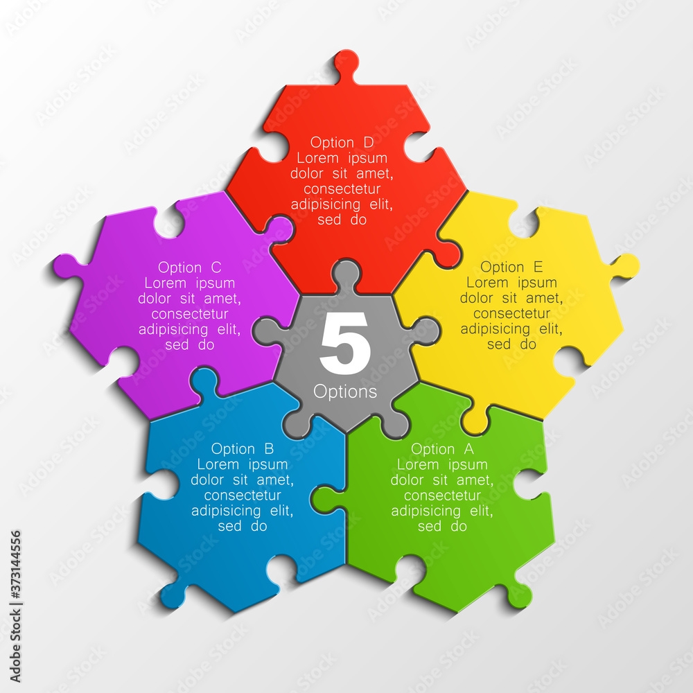 5 piece cicular puzzle powerpoint template free