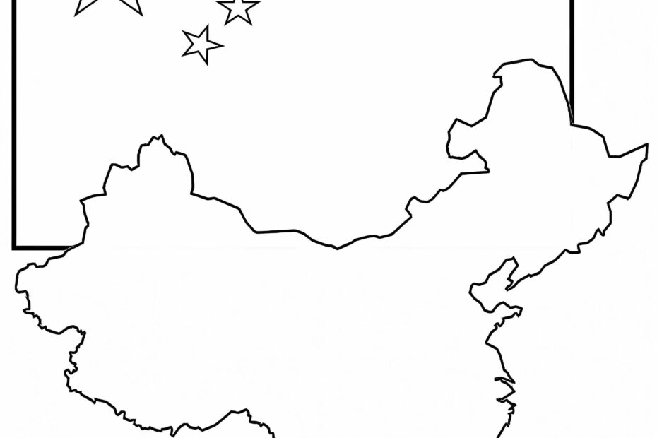 Flag And Map Of China Coloring Page