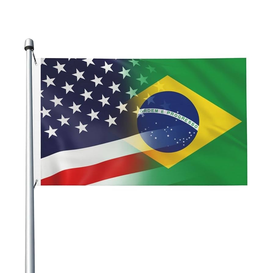 Flag Of Brazil And USA Flag 3x5 Ft Double Sided Vivid Color And UV Fade Resistant Flags For Outdoor House Room