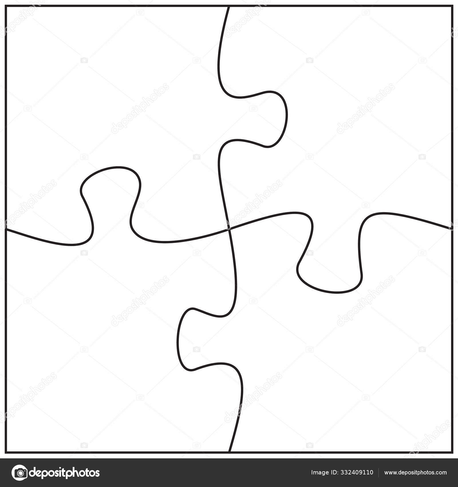 Four Jigsaw Pieces Template 4 Puzzle Pieces Connected Together 