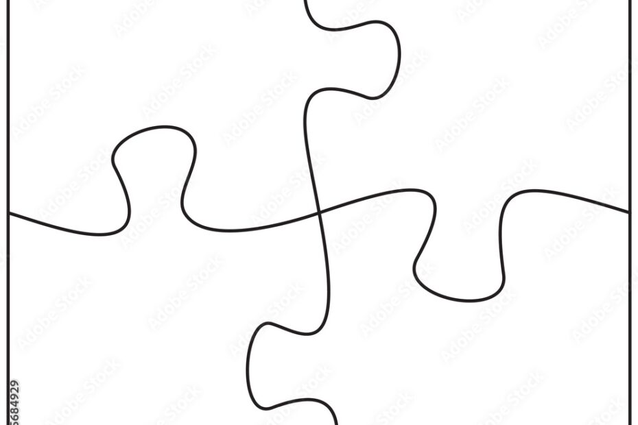 Four Jigsaw Pieces Template 4 Puzzle Pieces Connected Together