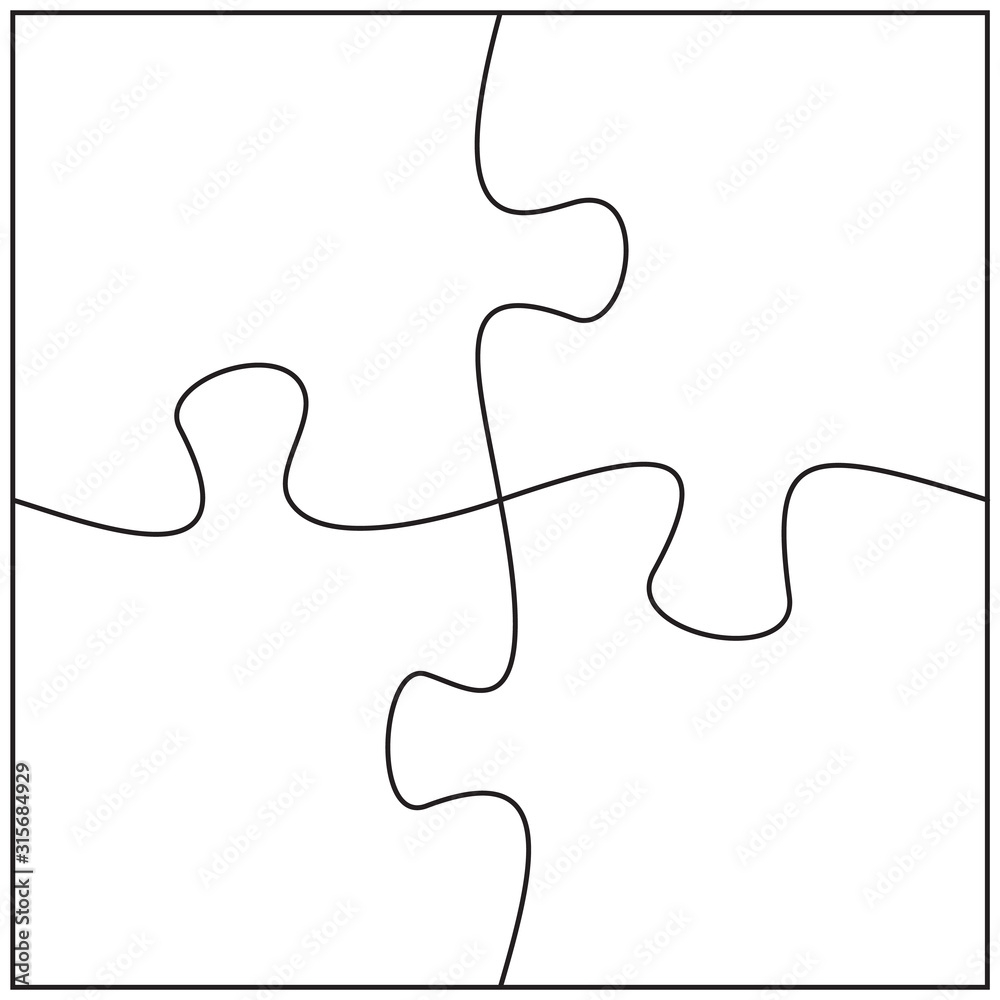 Four Jigsaw Pieces Template 4 Puzzle Pieces Connected Together 
