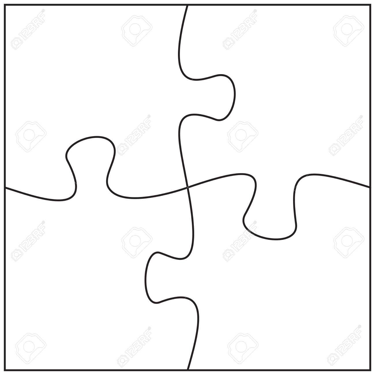 Four Jigsaw Pieces Template 4 Puzzle Pieces Connected Together 