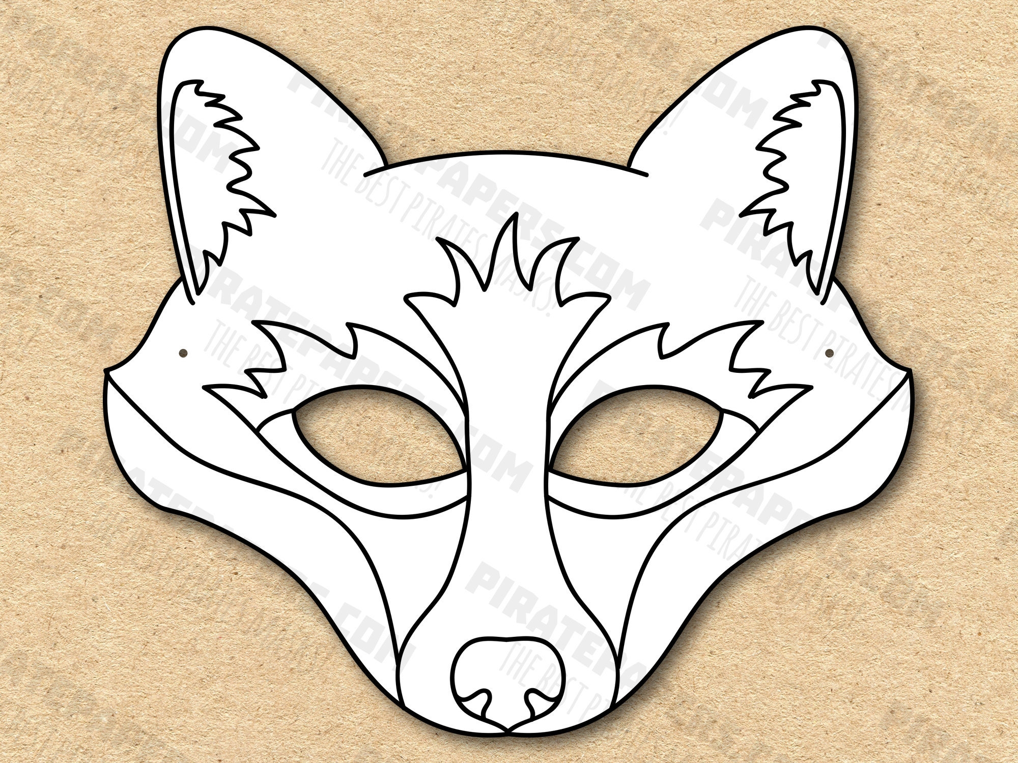 Fox Mask Printable Coloring Paper DIY For Kids And Adults PDF Template Instant Download For Birthday Halloween Party Costumes Etsy