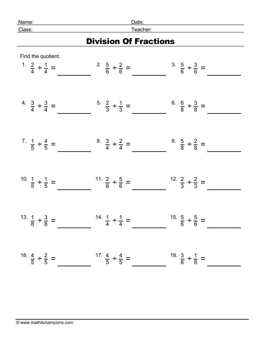 Fraction Worksheets Pdf Downloads Math Champions
