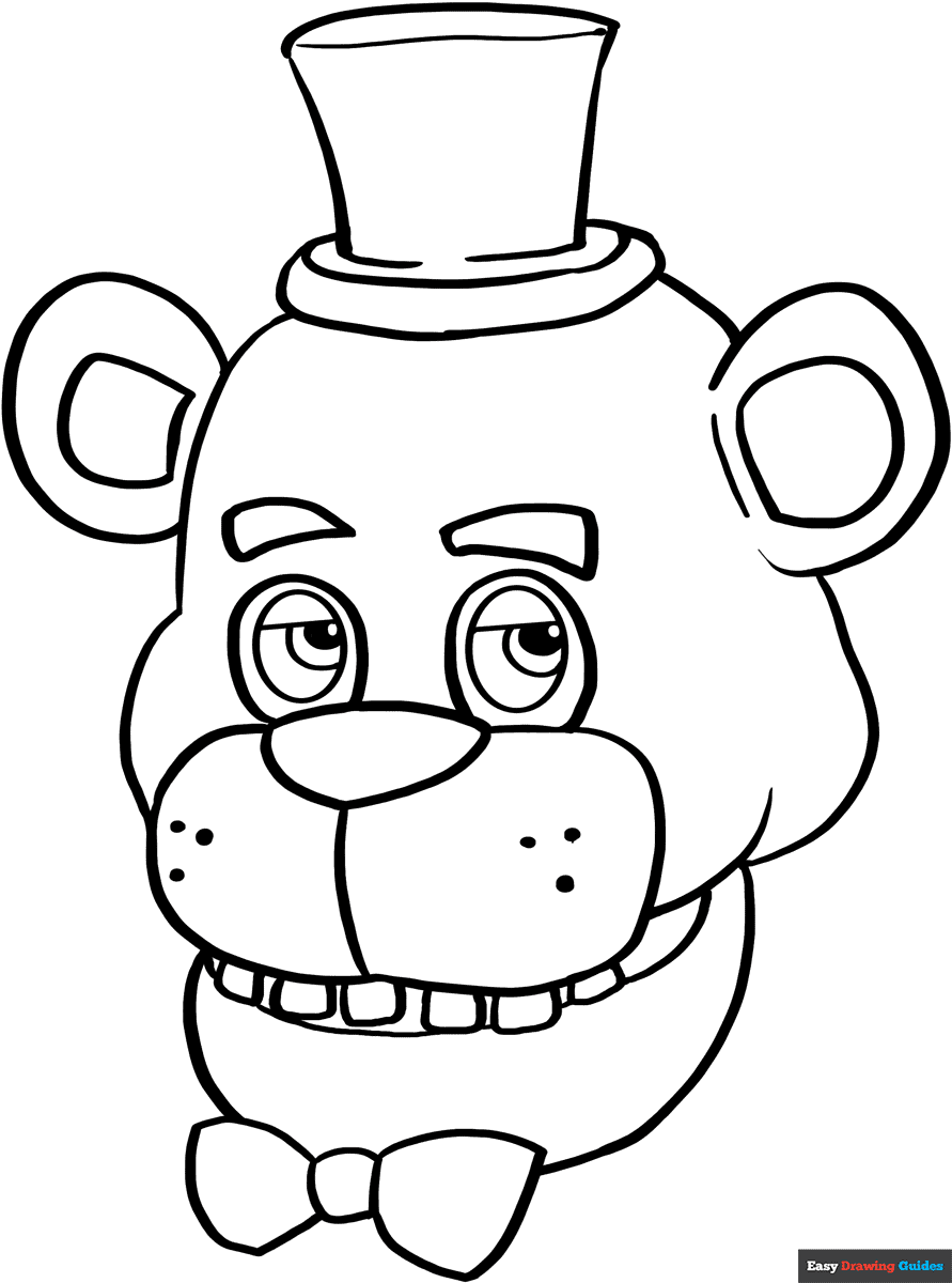 Freddy Fazbear From Five Nights At Freddys Coloring Page Easy 