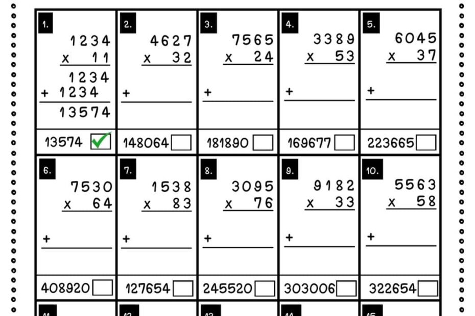 Free 4 Digit By 2 Digit Multiplication Worksheets Teach Prints
