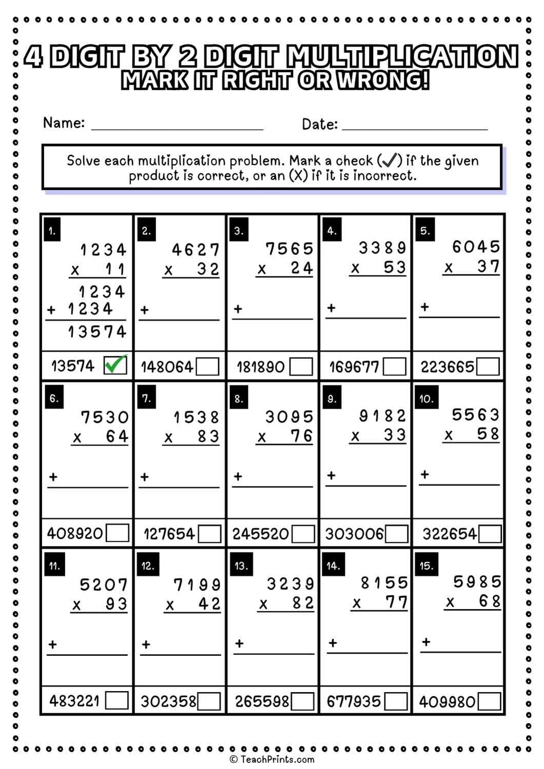 multiplication by 4 worksheets