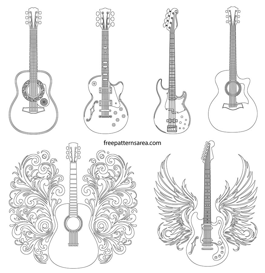 Free Acoustic U0026 Electric Guitar Vector Designs For Music Projects 